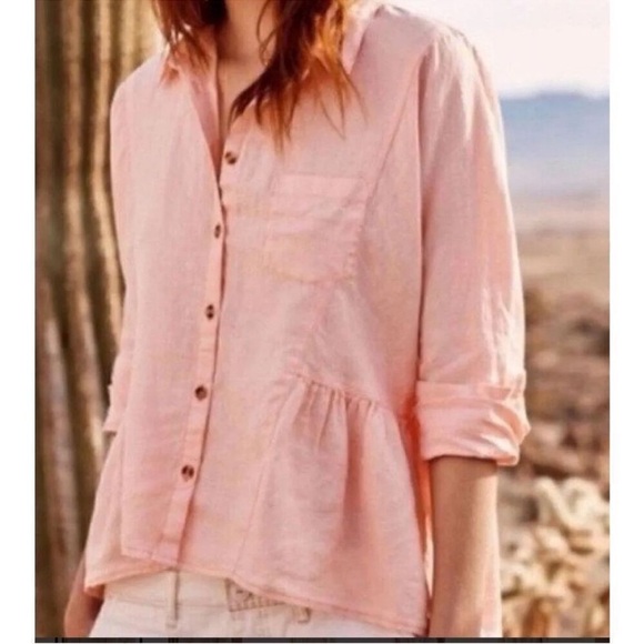 Anthropologie Tops - Holding Horses Anthropologie Linen Peplum Top Size M